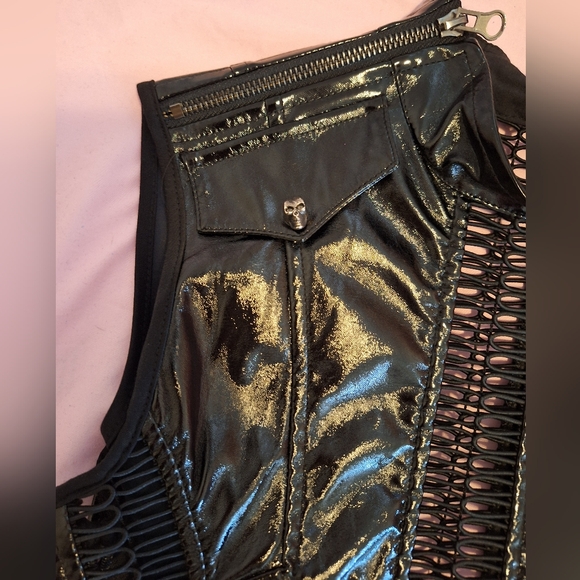 Punk Rave Gothic Patent Hollowed Out Dress - Picture 4 of 5